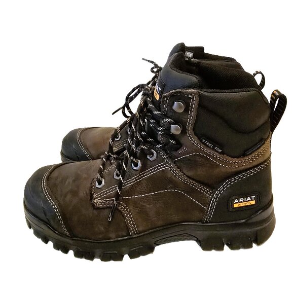 Ariat Work Men's Size 8D ASTM F2413-18 Brown Leather Steel Toe Waterproof Boots - Picture 3 of 10
